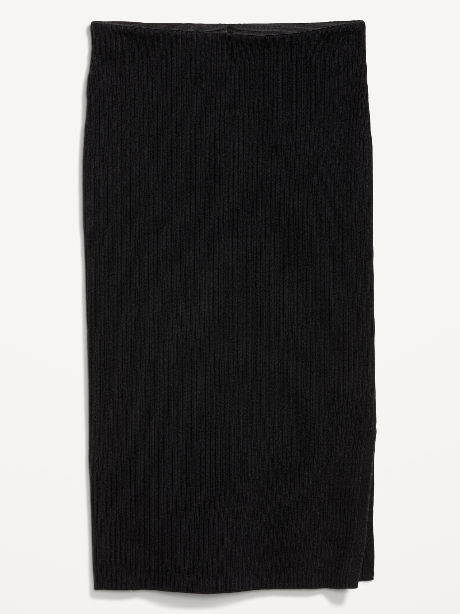 High-Waisted Ribbed Midi Skirt