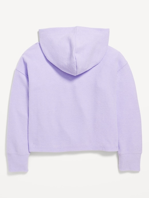 Image number 4 showing, Cropped Plush Ribbed Hoodie for Girls