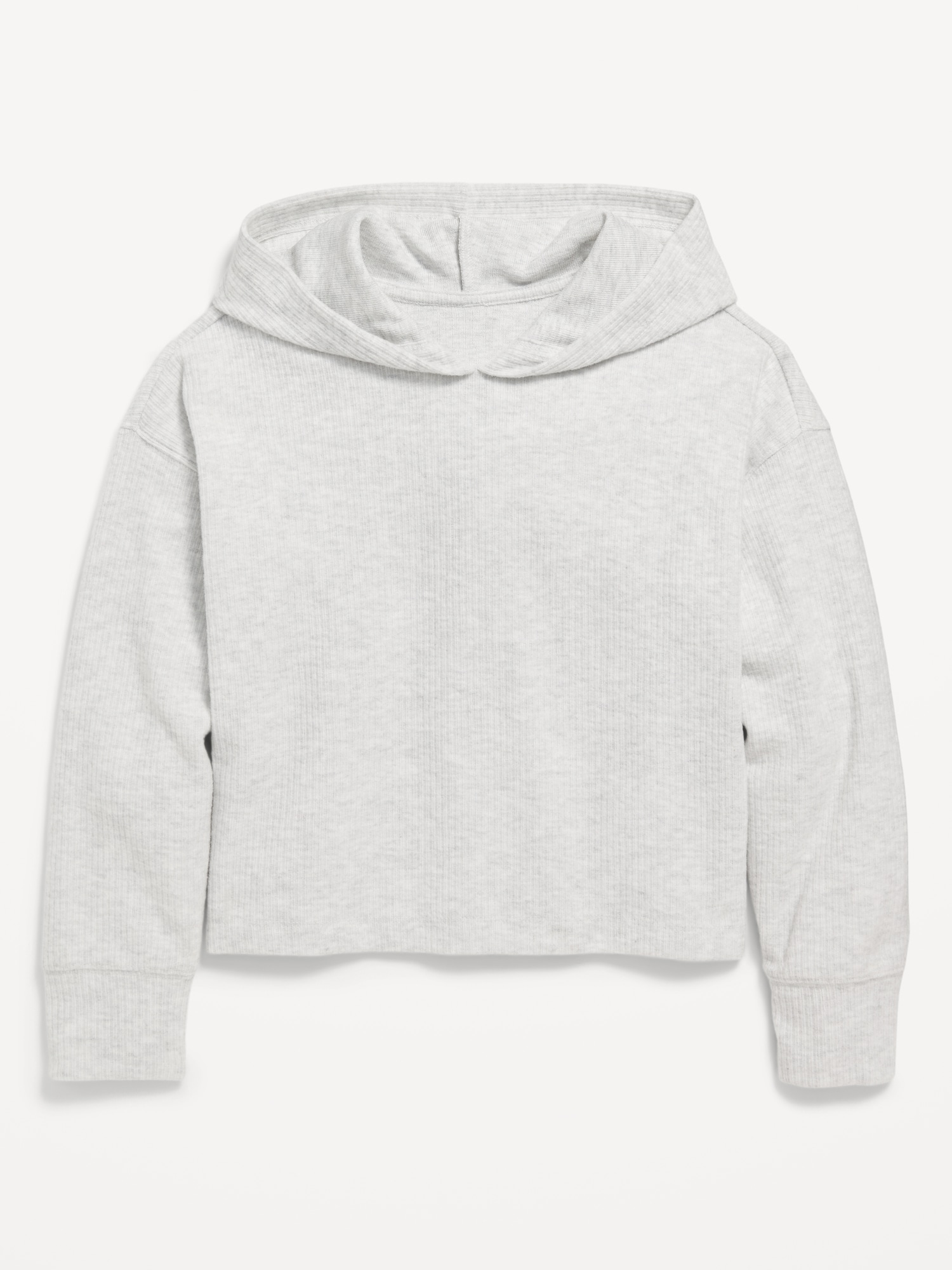 Cropped Plush Ribbed Hoodie for Girls