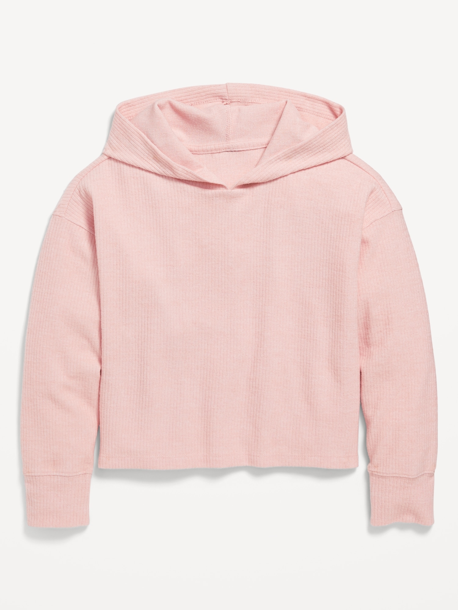 Cropped Plush Ribbed Hoodie for Girls