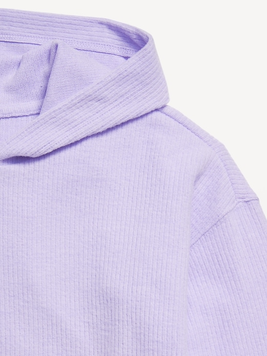 Image number 5 showing, Cropped Plush Ribbed Hoodie for Girls
