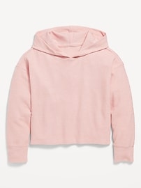 View large product image 3 of 5. Cropped Plush Ribbed Hoodie for Girls