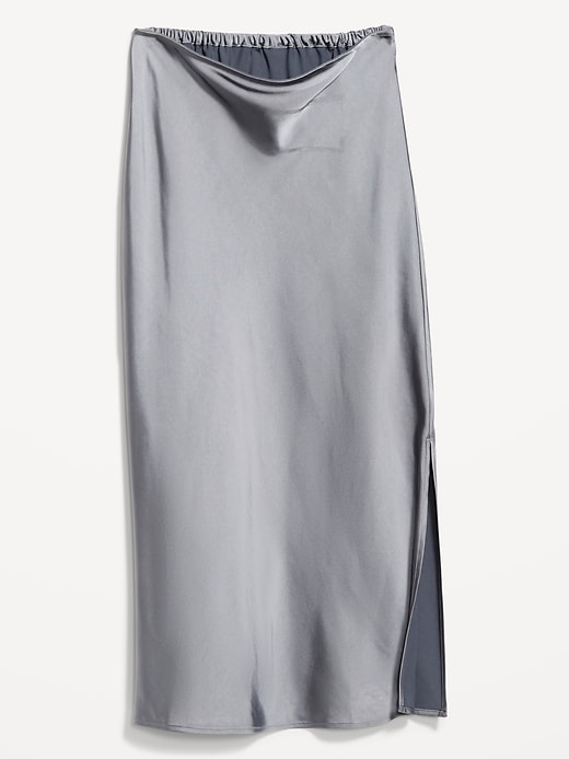 Image number 4 showing, High-Waisted Satin Midi Slip Skirt