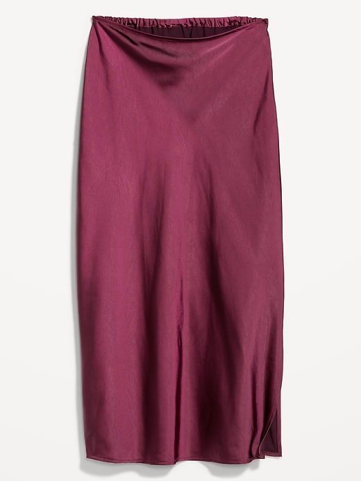 Image number 4 showing, High-Waisted Satin Midi Slip Skirt