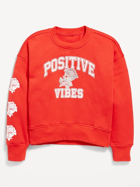 Vintage Oversized Crew-Neck Sweatshirt for Girls