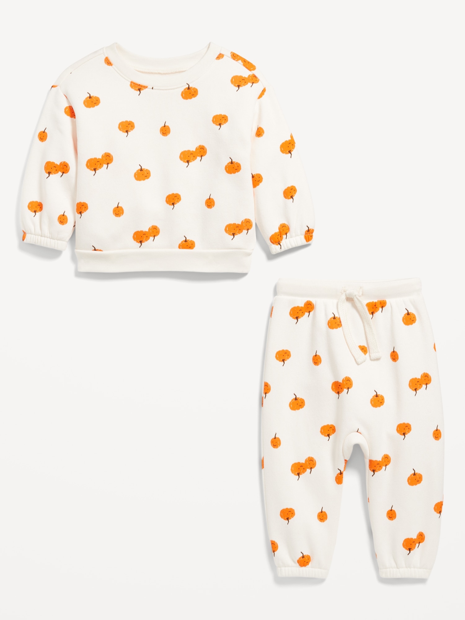 Printed Crew-Neck Sweatshirt and Sweatpants Set for Baby