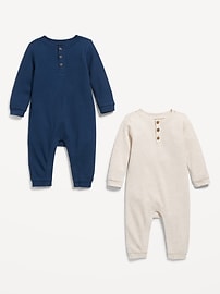 Voir une image plus grande du produit 3 de 3. Une-pièce henley à manches longues en tricot isotherme rayé pour bébé (paquet de 2)