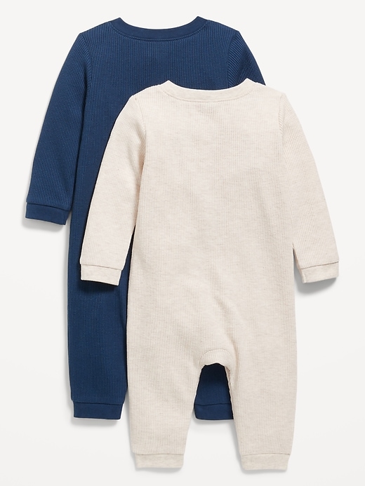 Voir une image plus grande du produit 2 de 3. Une-pièce henley à manches longues en tricot isotherme rayé pour bébé (paquet de 2)