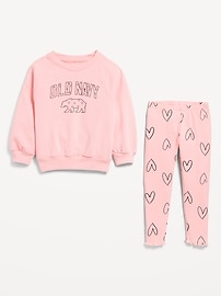 View large product image 3 of 3. Long-Sleeve Logo Sweatshirt and Leggings Set for Toddler Girls