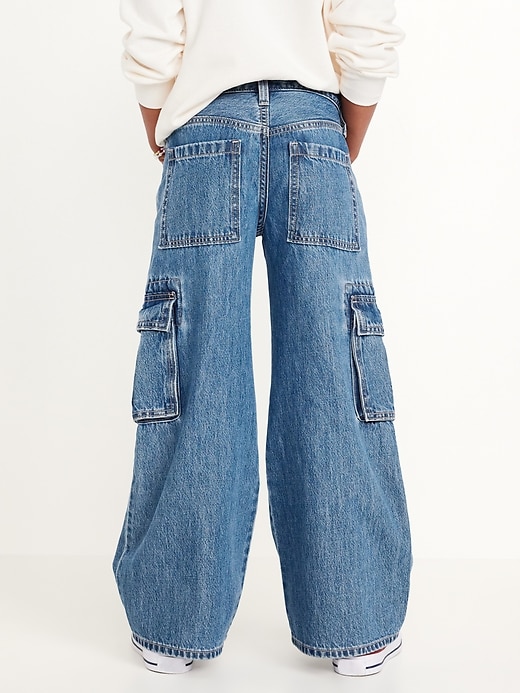 View large product image 2 of 5. High-Waisted Super Baggy Wide-Leg Cargo Jeans for Girls