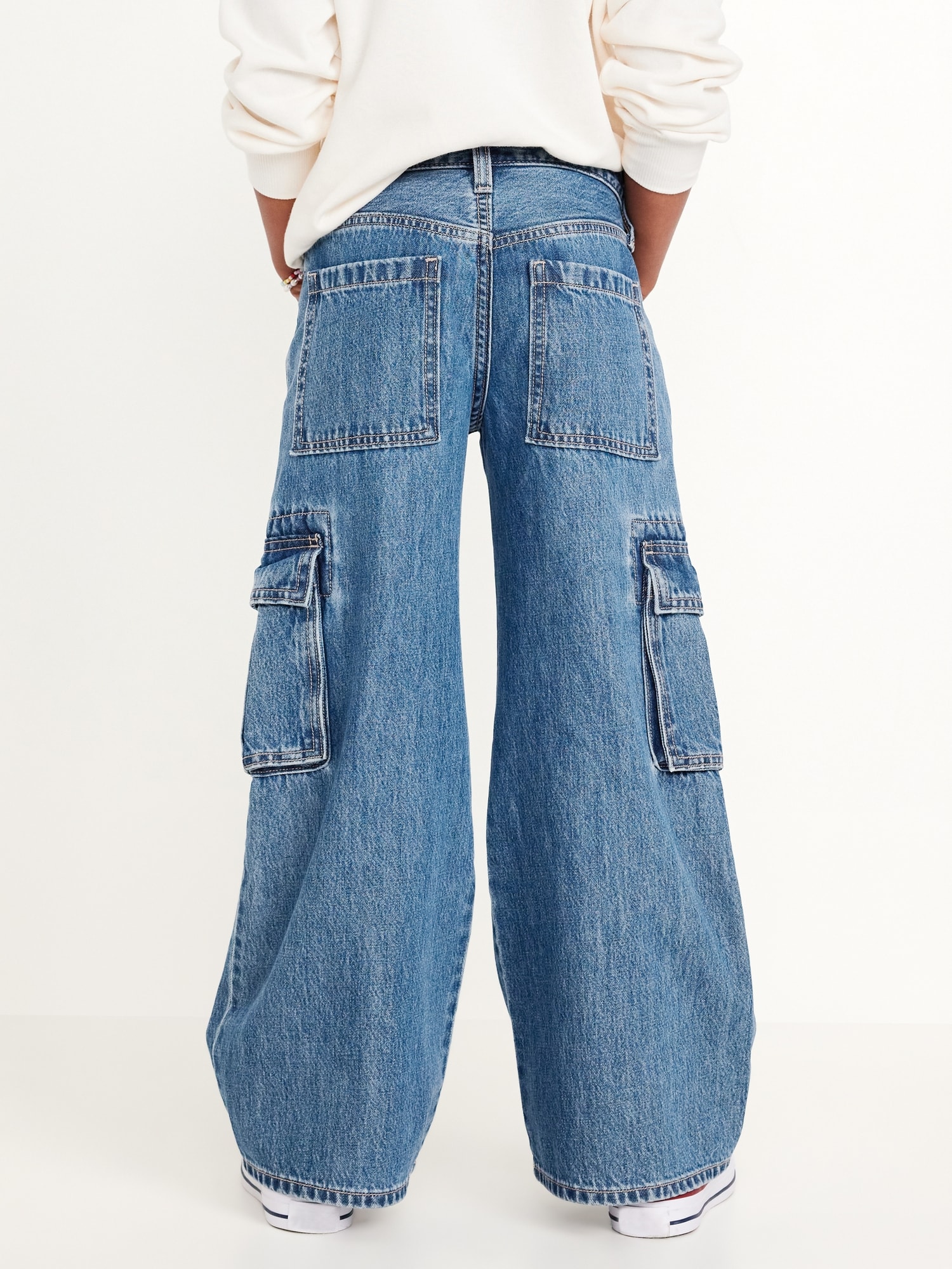 High-Waisted Super Baggy Wide-Leg Cargo Jeans for Girls