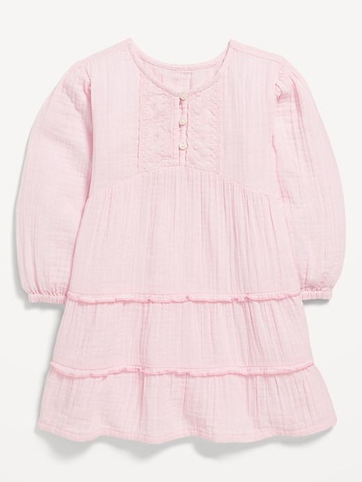 View large product image 1 of 3. Long-Sleeve Tiered Double-Weave Dress for Toddler Girls