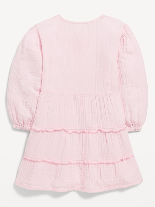 View large product image 2 of 3. Long-Sleeve Tiered Double-Weave Dress for Toddler Girls