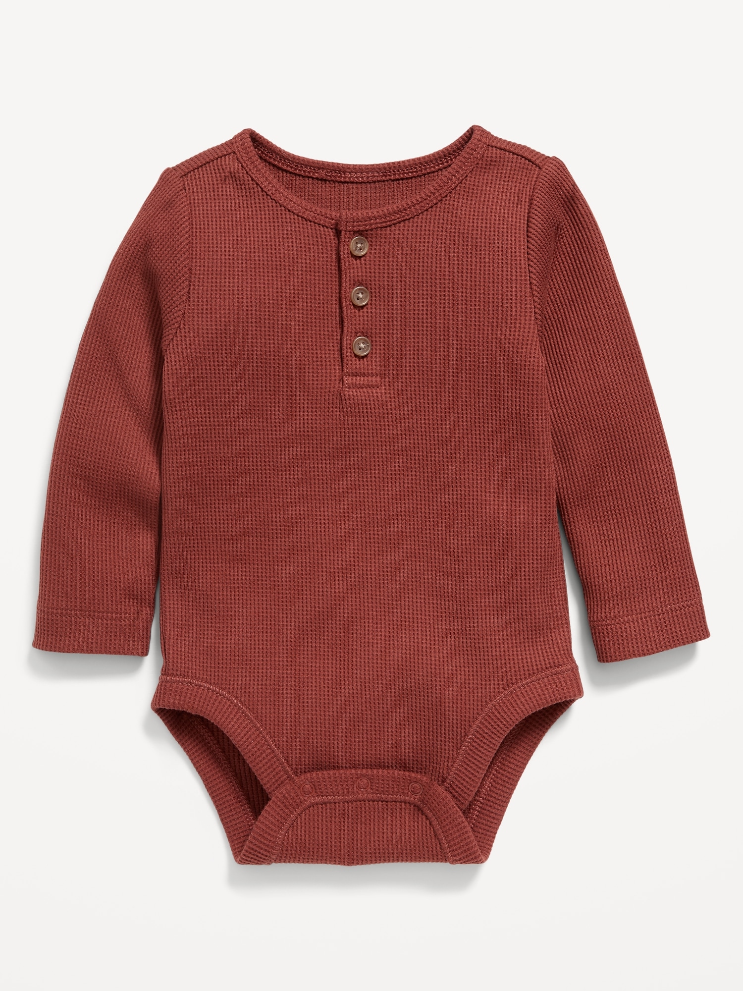 Long-Sleeve Thermal-Knit Henley Bodysuit for Baby