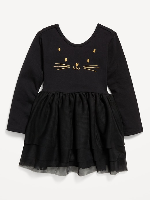 Voir une image plus grande du produit 1 de 2. Robe tutu ajustée et évasée à imprimé et à manches longues pour toute-petite fille