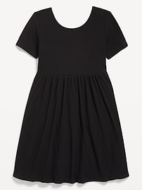 View large product image 3 of 4. Short-Sleeve Ribbed Fit and Flare Dress for Girls