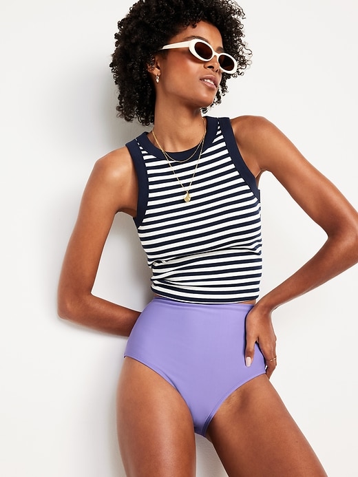 Image number 3 showing, High-Waisted French-Cut Bikini Swim Bottoms