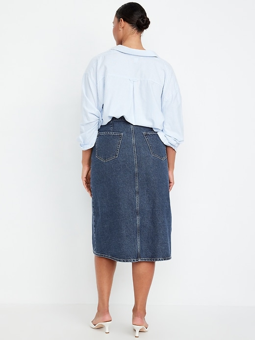 Image number 5 showing, High-Waisted Jean Midi Skirt