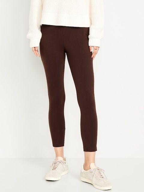 Legging tendance à taille haute à superposer, longueur 7/8 - Brun