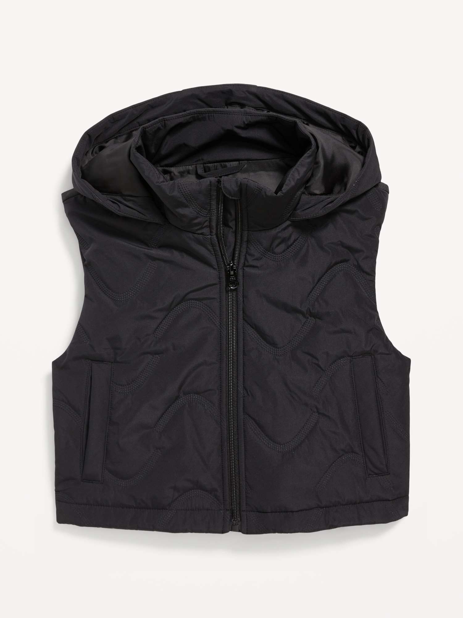 Water-Resistant Quilted Cropped Hooded Vest for Girls