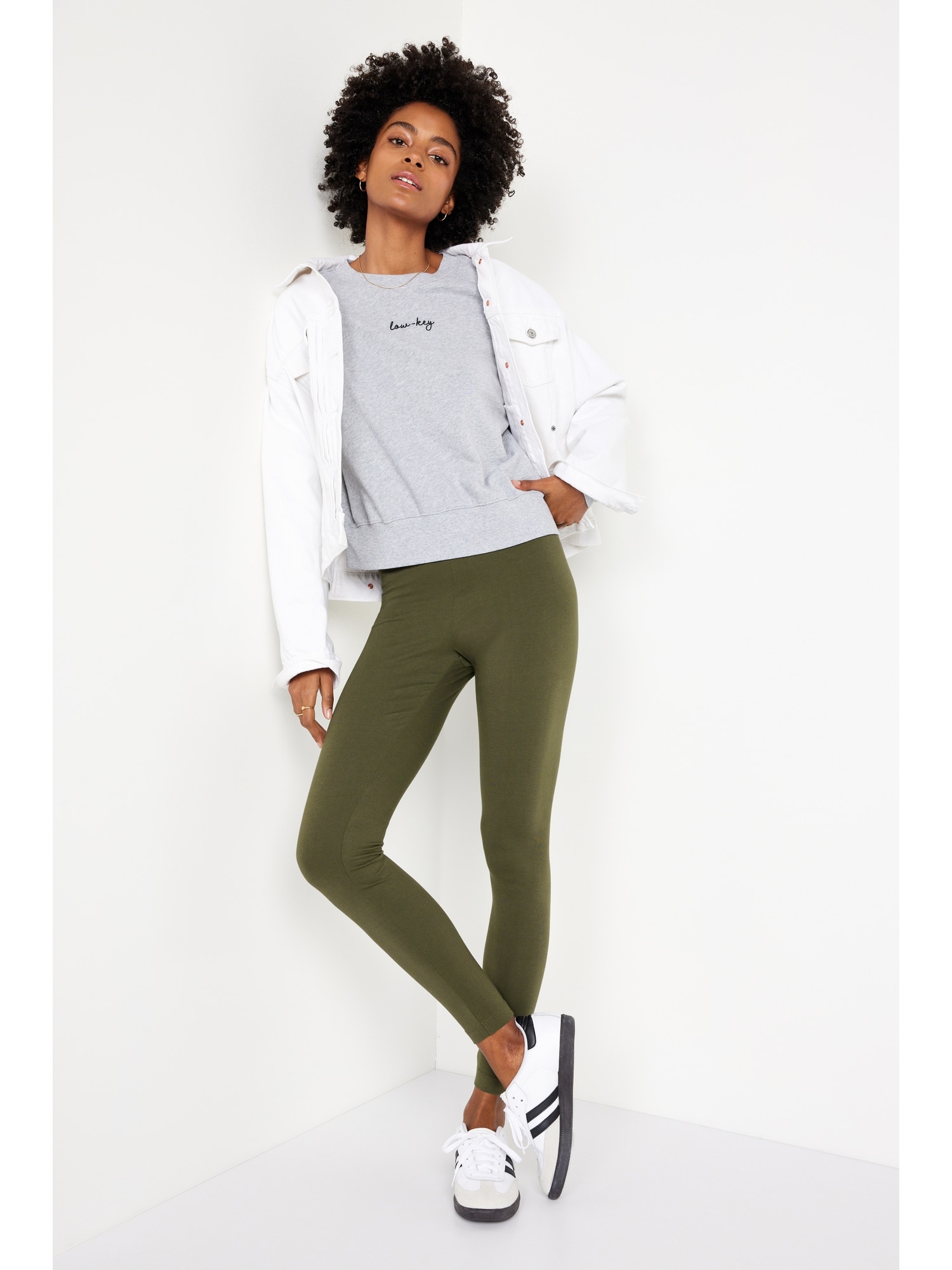 High-Waisted Jersey Ankle Leggings