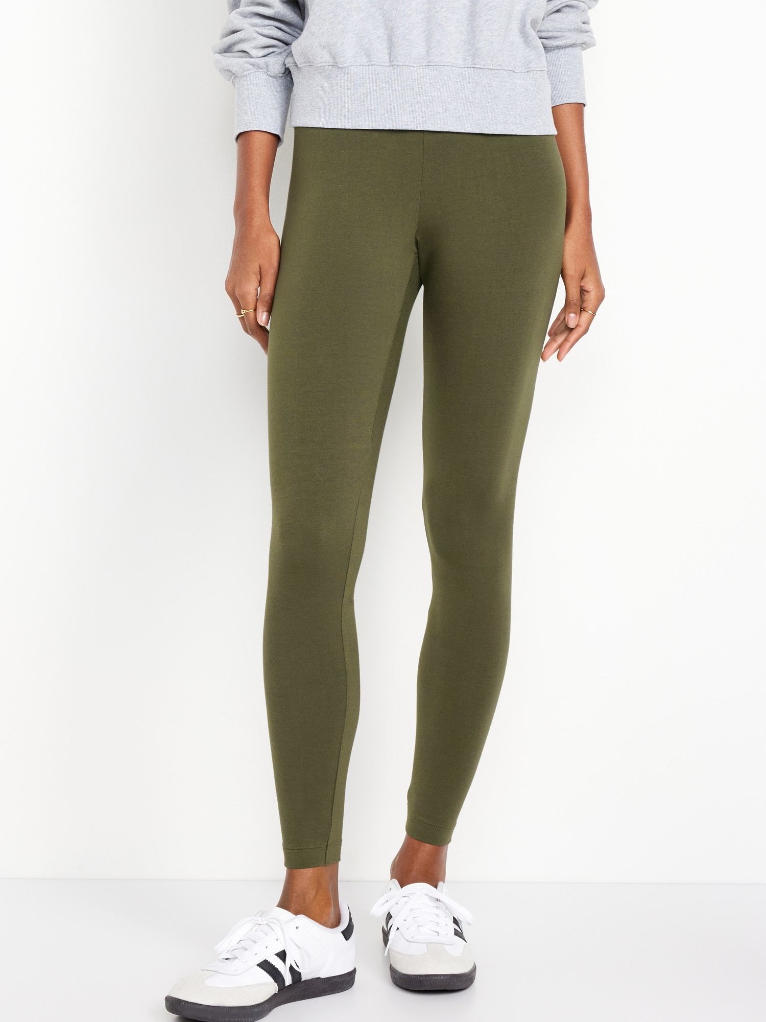 High-Waisted Jersey Ankle Leggings