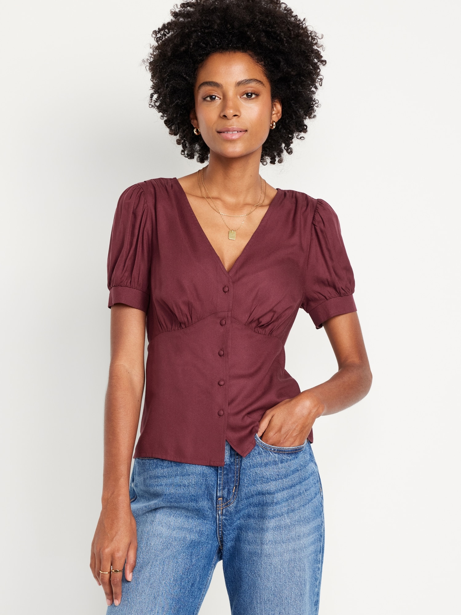 Waist-Defined Crepe Top