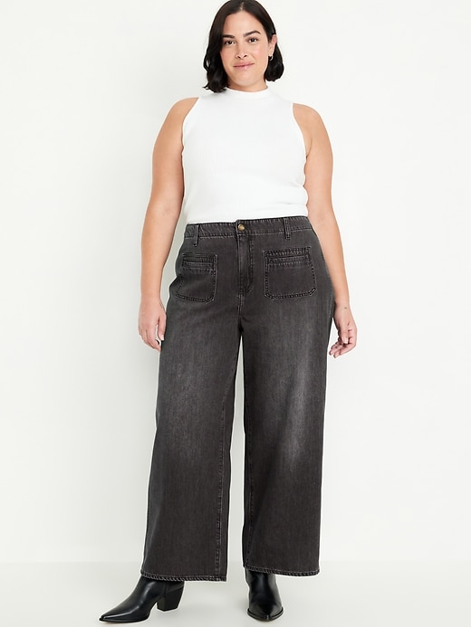 Image number 6 showing, High-Waisted Baggy Wide-Leg Trouser Jeans