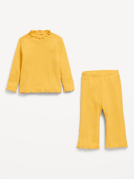 View large product image 2 of 2. Plush Ribbed Long-Sleeve Top and Flare Pants Set for Baby