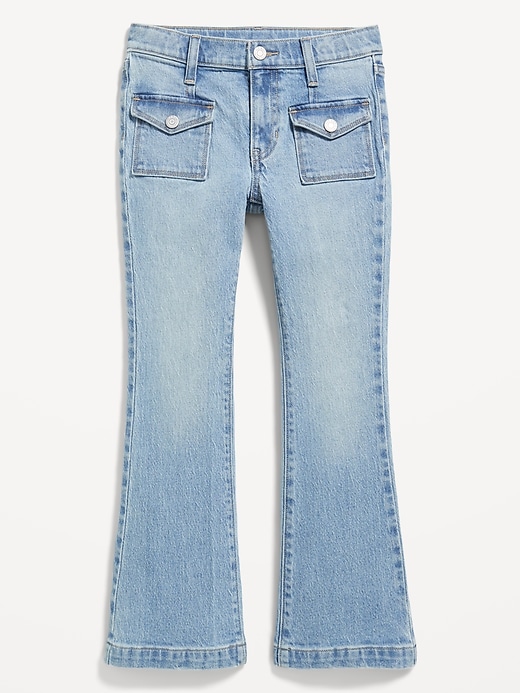 Image number 4 showing, High-Waisted Utility Pocket Flare Jeans for Girls