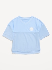 View large product image 3 of 4. Cropped Short-Sleeve Mesh Top for Girls