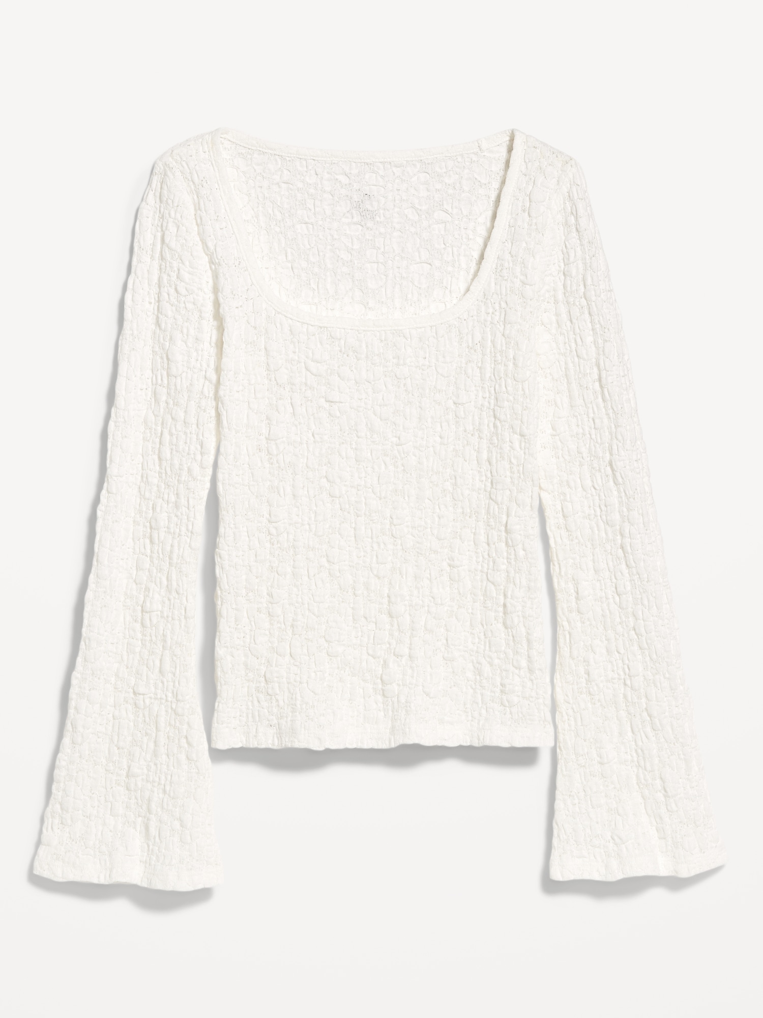 Textured Lace Scoop-Neck Top