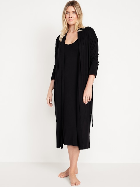 Maternity Robe and Nursing Nightgown Set - Black