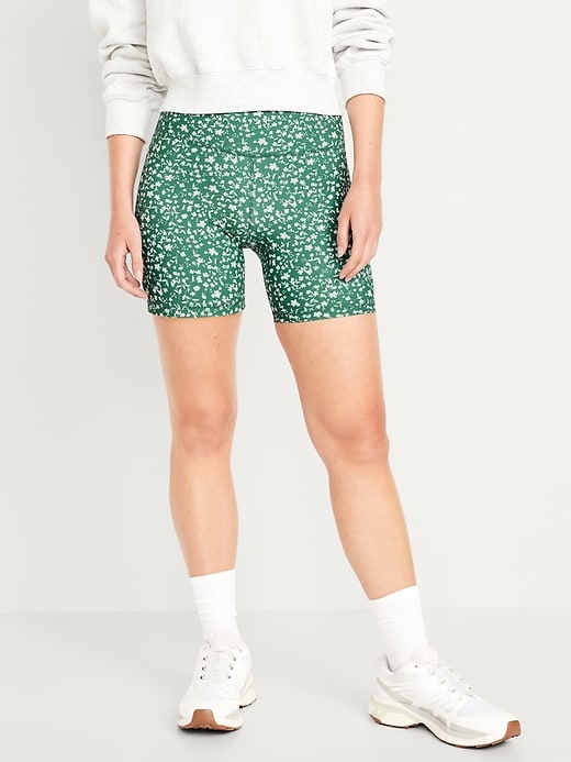 Image number 1 showing, High-Waisted PowerSoft Biker Shorts -- 6-inch inseam