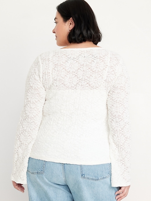 Image number 8 showing, Textured Lace Scoop-Neck Top