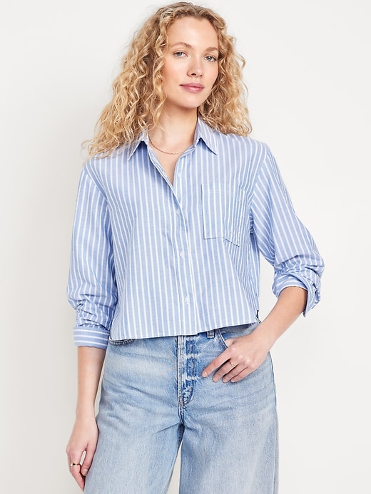 Image number 1 showing, Button-Down Oxford Crop Shirt