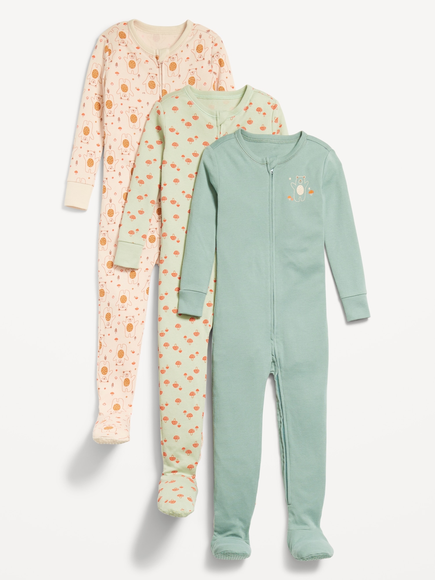 Pyjama une-pièce à coupe moulante à glissière bidirectionnelle pour tout-petit et bébé (paquet de 3)