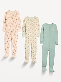 Voir une image plus grande du produit 3 de 3. Pyjama une-pièce à coupe moulante à glissière bidirectionnelle pour tout-petit et bébé (paquet de 3)