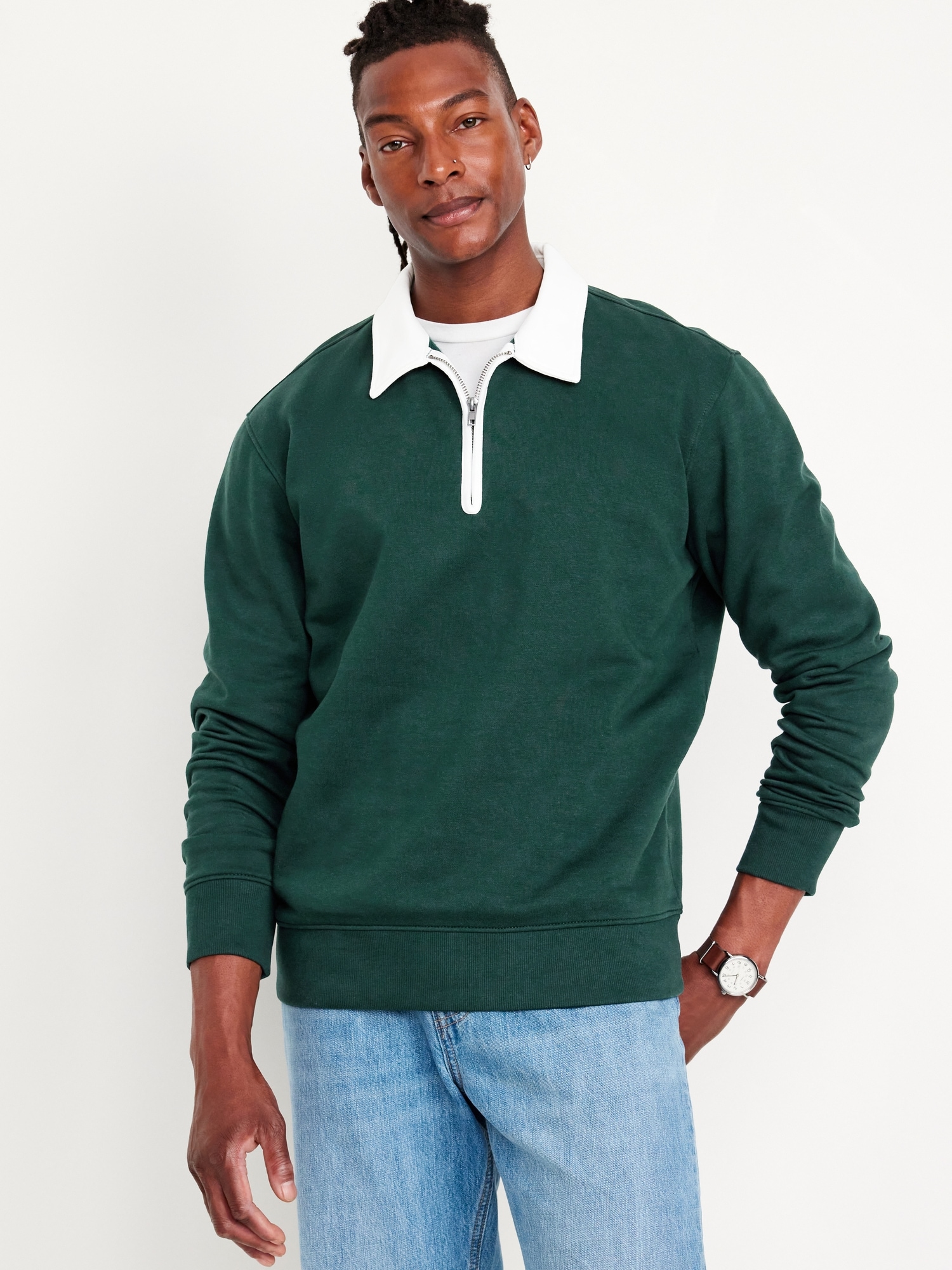 Quarter-Zip Fleece Polo Sweater