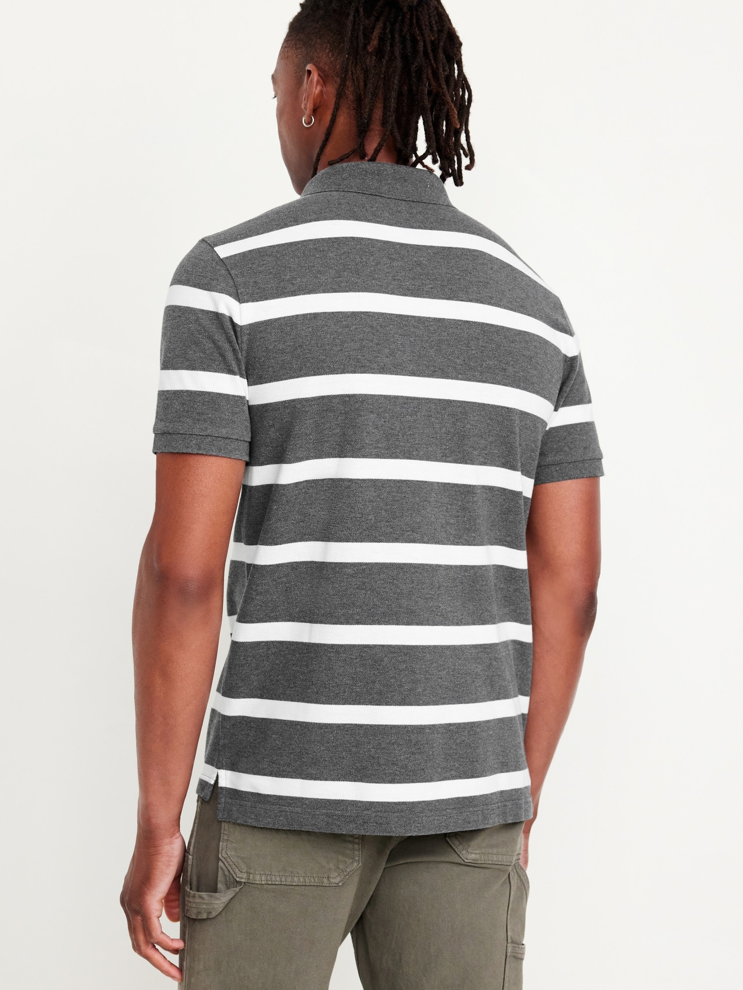 Classic Fit Striped Pique Polo