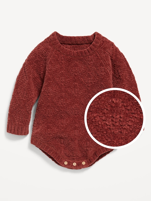 Long-Sleeve Textured-Knit Romper for Baby - Rusty Torch