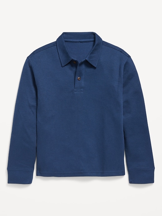 Voir une image plus grande du produit 2 de 3. Polo en tricot côtelé à manches longues pour Garçon