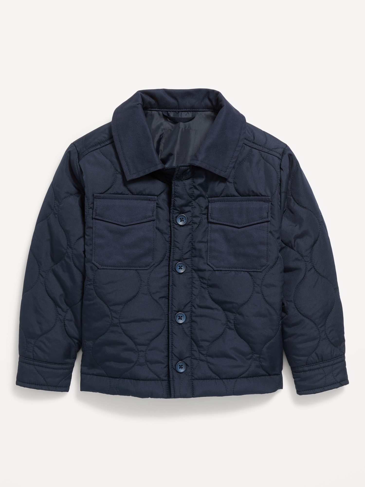 Quilted Button-Front Utility Jacket for Toddler Boys