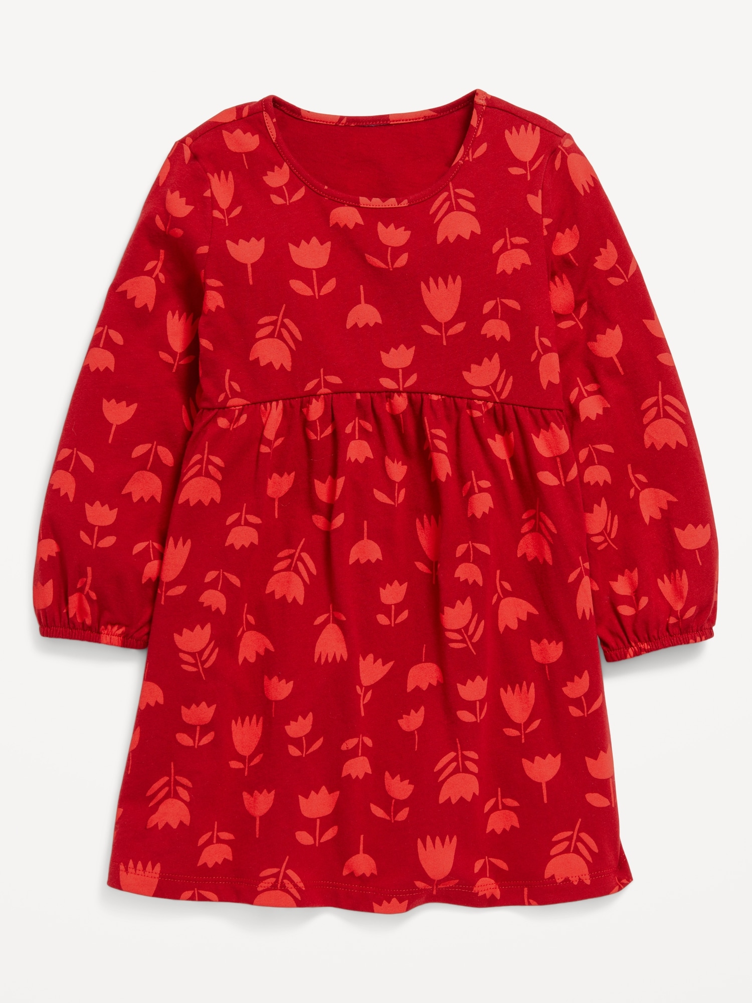 Printed Jersey-Knit Long-Sleeve Dress for Toddler Girls