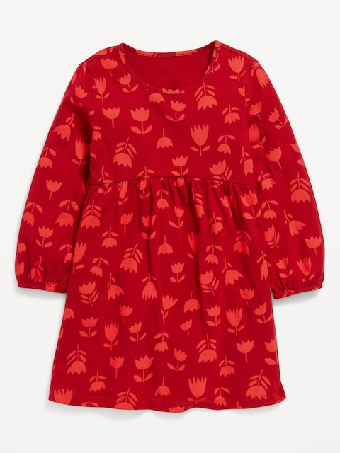 Printed Jersey-Knit Long-Sleeve Dress for Toddler Girls