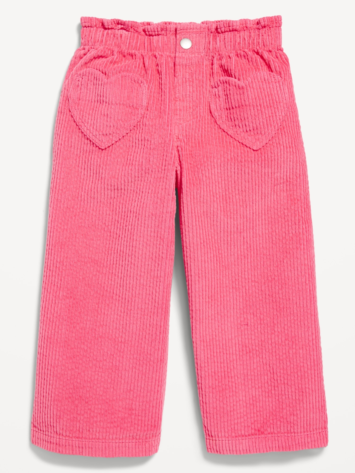 High-Waisted Heart-Pocket Wide-Leg Corduroy Pants for Toddler Girls