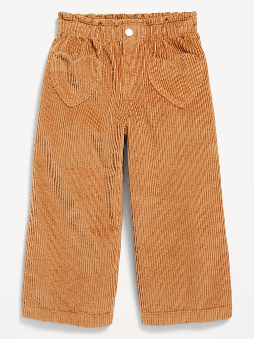 Voir une image plus grande du produit 1 de 2. Pantalon à coupe généreuse jambe large en velours côtelé à taille haute pour toute-petite fille