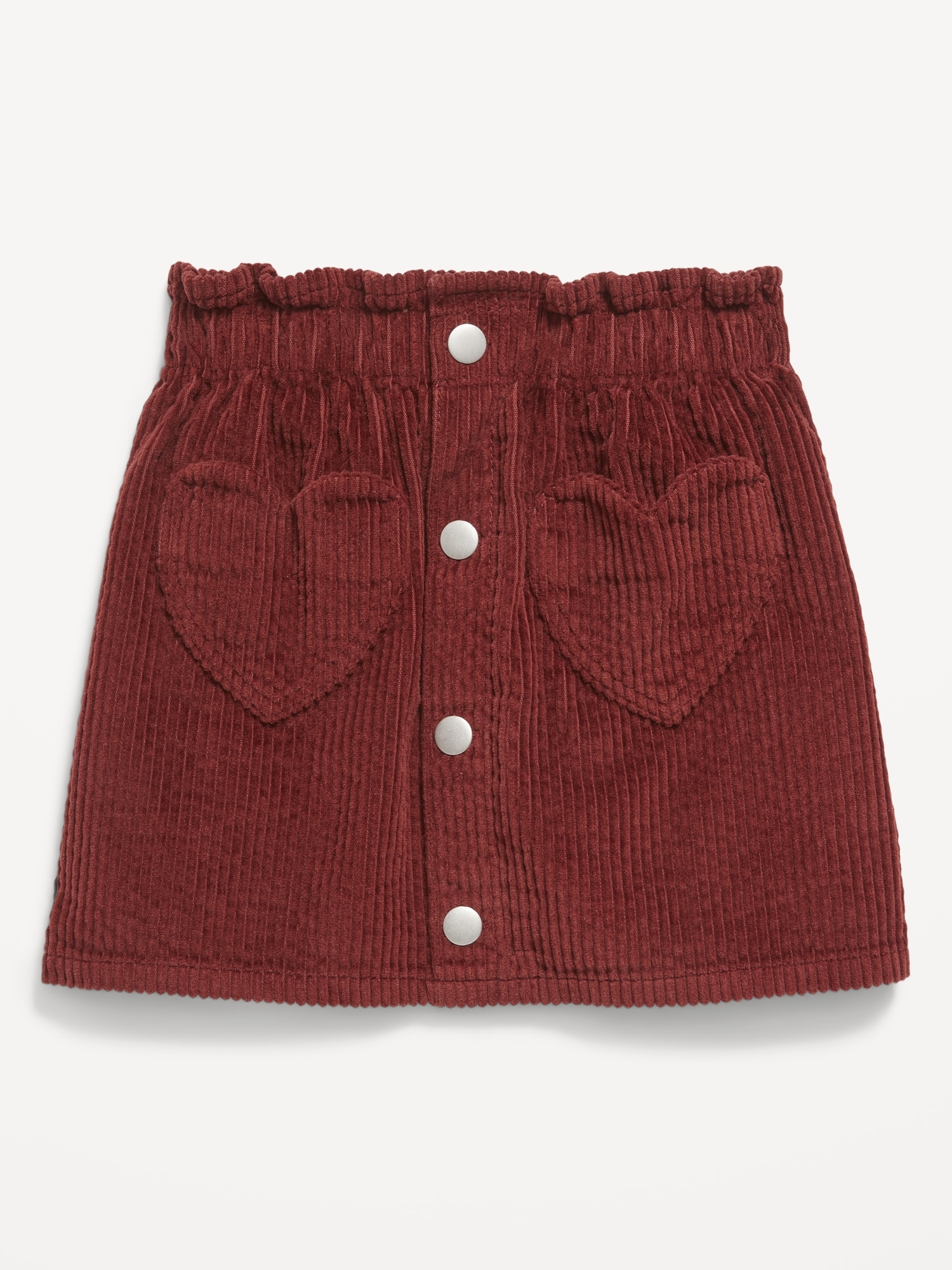 Button-Front Heart-Pocket Skirt for Toddler Girls