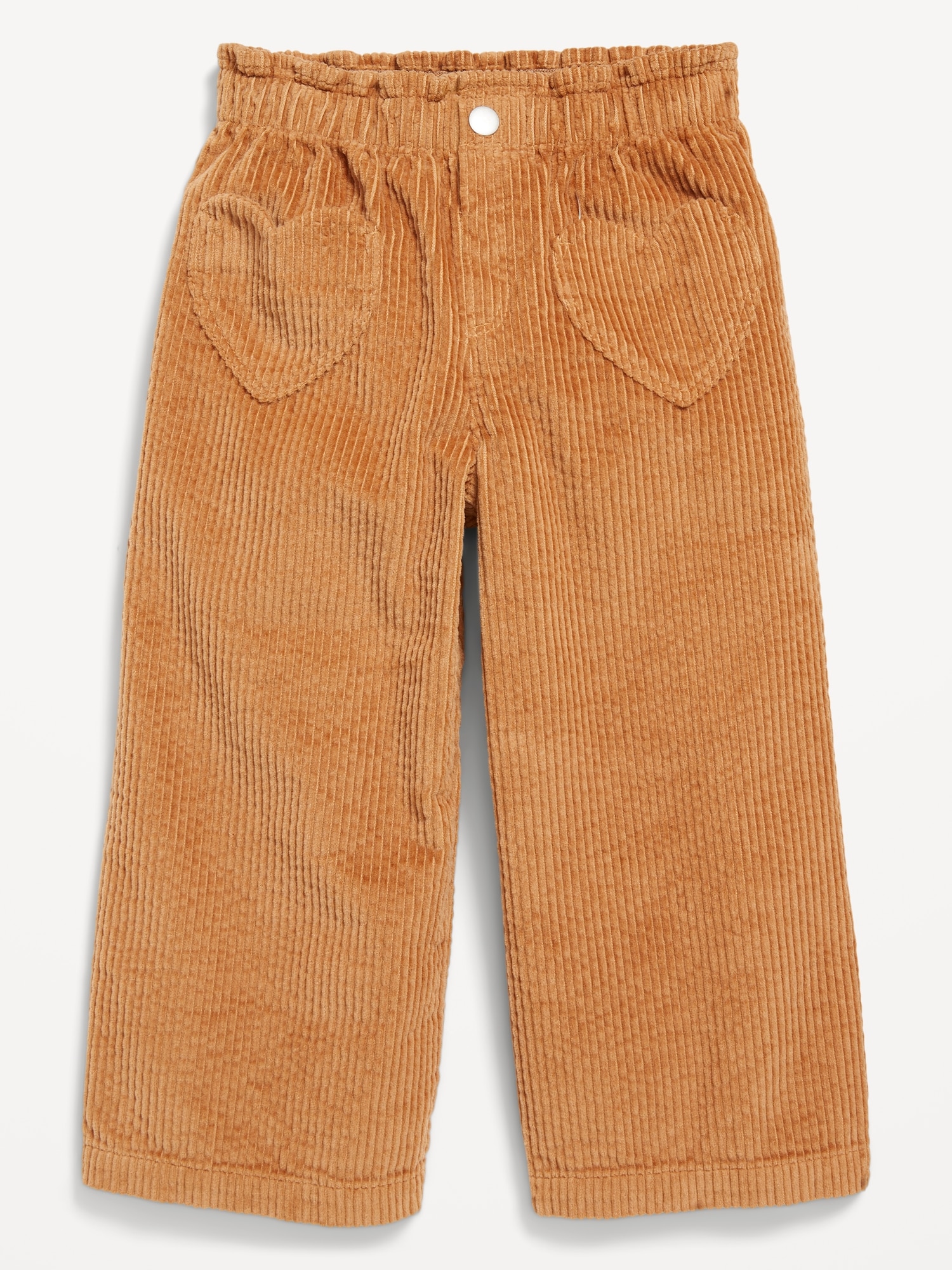 High-Waisted Heart-Pocket Wide-Leg Corduroy Pants for Toddler Girls