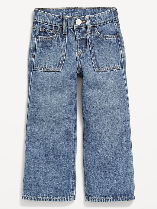 View large product image 1 of 2. High-Waisted Baggy Utility Wide-Leg Jeans for Toddler Girls